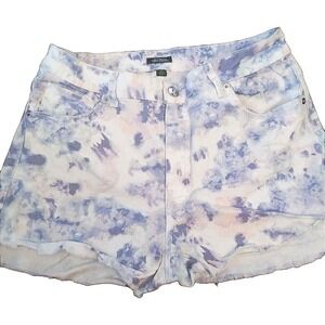 Wild Fable Jean Shorts Women 14 White Blue Tie Dye HighRise Distress Y2K Stretch
